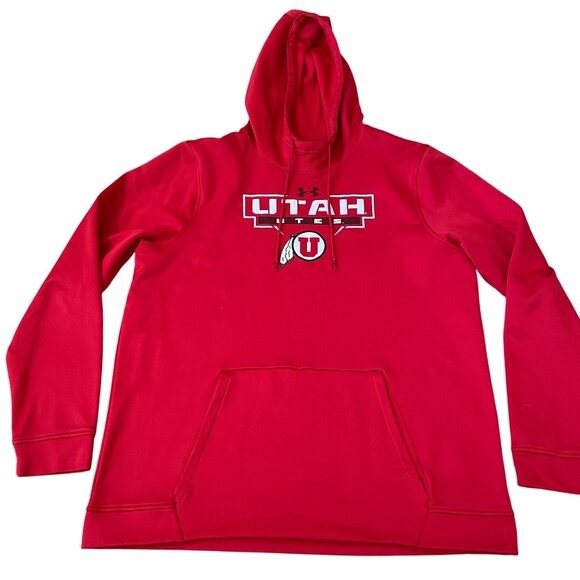 Under Armour Utah Utes ColdGear Hoodie Red XL Loose Fit - Picture 1 of 5